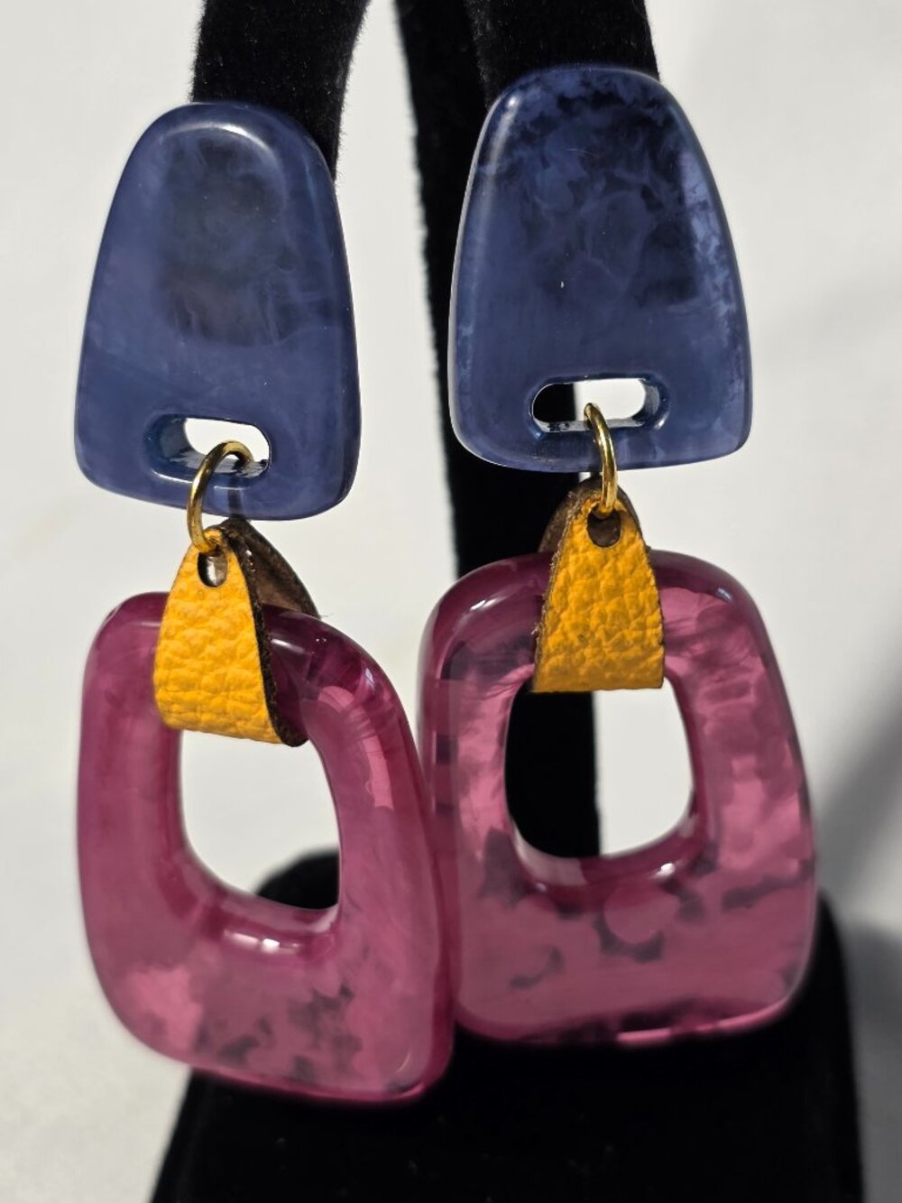 Colorful Acrylic Statement Drop Earrings Multicolored Geometric Shapes